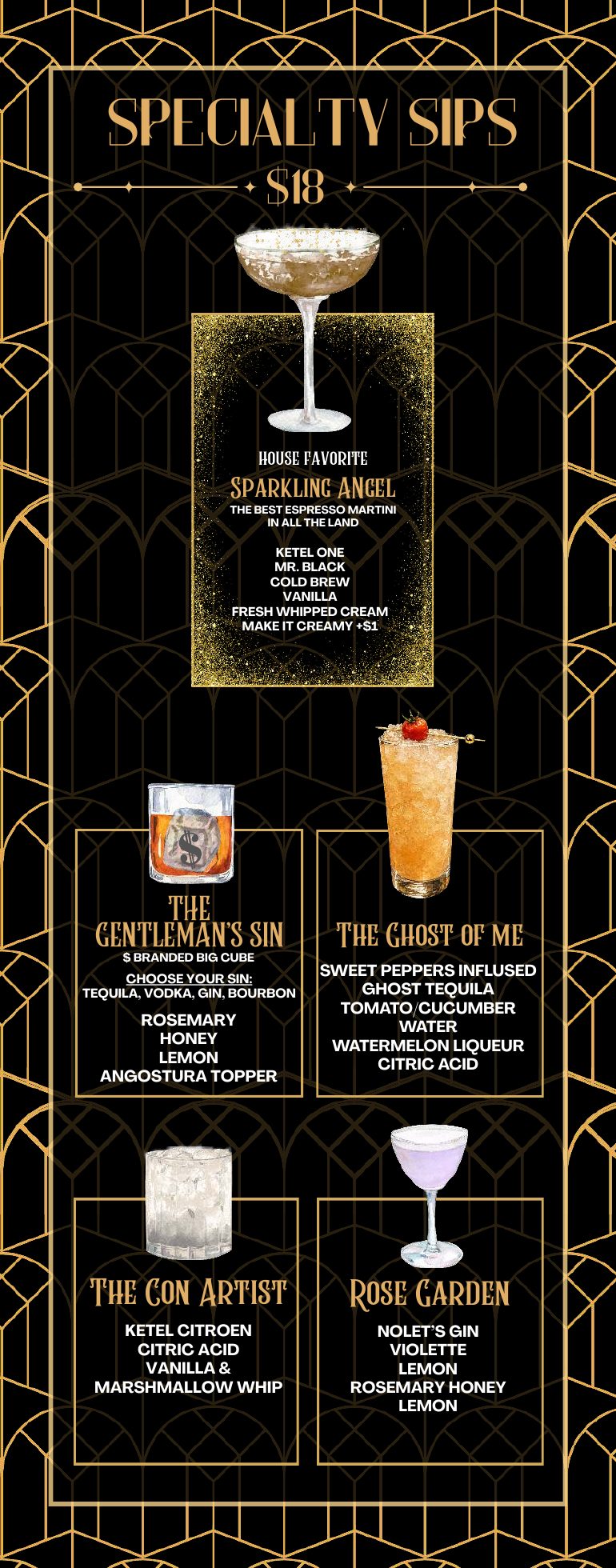 Society cocktail menu page 3